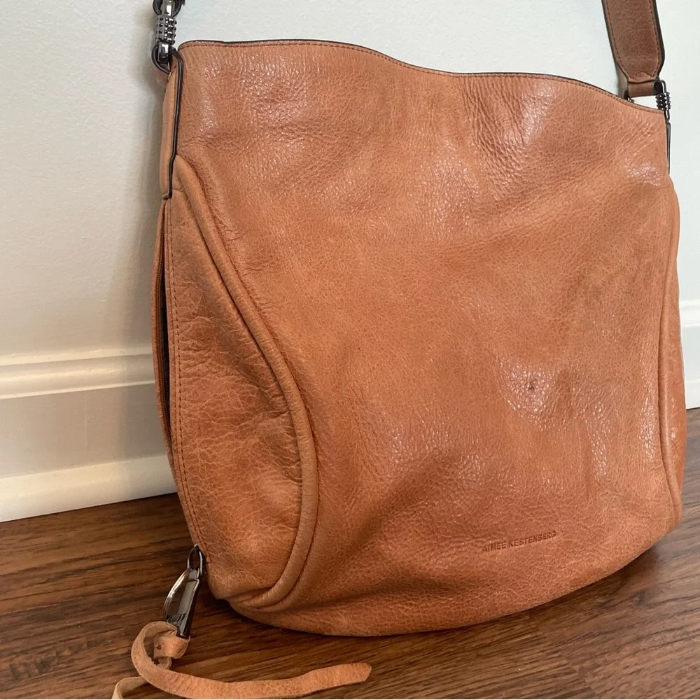 Aimee Kestenberg Leather Hobo Shoulder Bag Tan Slouchy Bag
